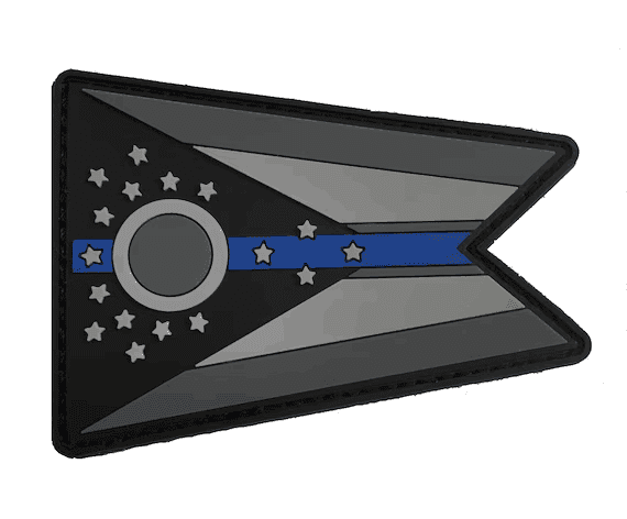 Subdued Thin Blue Line Ohio State Flag PVC Patch